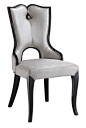 汇莱皮艺餐椅 镂空设计实木餐桌配椅 概念餐厅座椅 高靠背椅子
