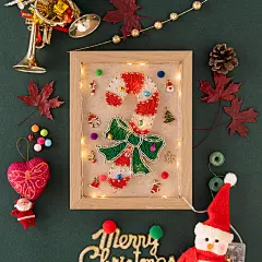 圣诞礼物手工钉子绕线画diy材料包亲子手作画立体弦丝画桌面摆件