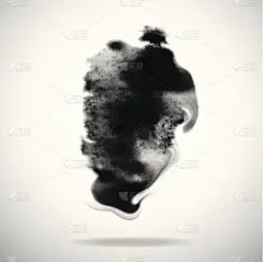 矢量黑色墨水飞溅在白色背景上