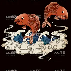 锦鲤  - 源文件下载【酷图网】锦鲤,国潮,插画,国风,鲤鱼,金鱼,鱼,小金鱼,小鱼,鱼类,卡通鱼,锦鲤素材,鲤鱼图,鲫鱼,鲤鱼跳龙门