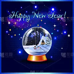 雪花,新年前夕,贺卡,地球形,新年,季节,冬天,圆形,蓝色,可爱的