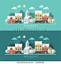 Winter - flat design urban landscape illustration 正版图片在线交易平台 - 海洛创意（HelloRF） - 站酷旗下品牌 - Shutterstock中国独家合作伙伴