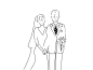 ins风极简手绘简笔画插画人物设计原创黑白线稿结婚照婚纱照