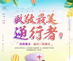 致敬最美逆行者致敬白衣天使致敬医生护士公益海报