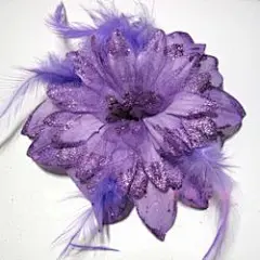 新款 胸花花蕾大花朵 羽毛发饰头花胸针两用 紫罗兰 头饰发饰服饰