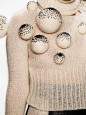 针织服饰 针织细节 Sculptural Fashion, knitted spheres with contrasting black beading; three-dimensional sweater detail... quirky fashion // Andra Clitan AW13