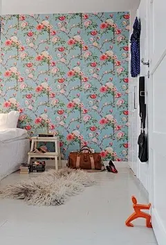#田园卧室#简单的壁纸，将房间布置的春意盎然