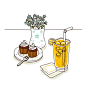 纸托蛋糕,甜点心,吸管,花,食品_gic7341395_Illustration of cold drink with cupcake_创意图片_Getty Images China
