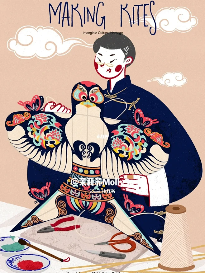 非遗系列插画合辑-花瓣网