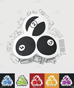 台球纸贴纸与手绘元素