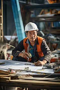 土木工程工地施工人物肖像摄影图片