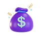 钱麻袋现金袋子货币3D图标 money sack cash bag currency icon