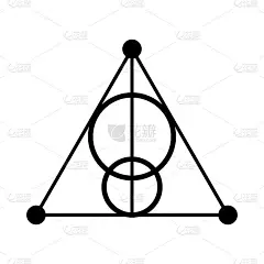 矢量标志，其中一个抽象形象的炼金术符号形式的一个三角形和两个球体。