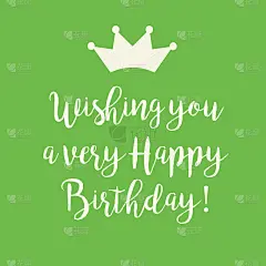 带皇冠的绿色生日贺卡