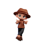 Cute Detective Pointing at Side  3D Illustration