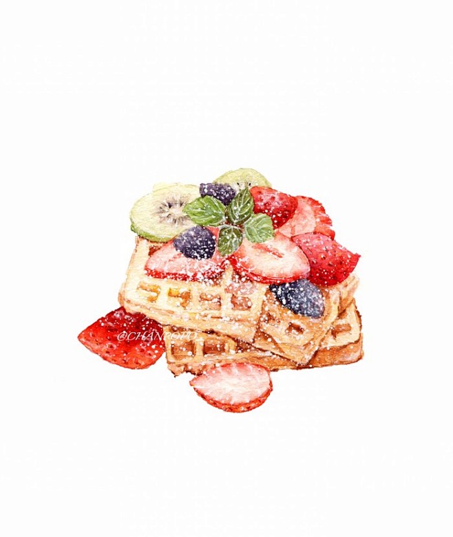 【小美食】水彩 手绘 绘画 插画 美食 ...