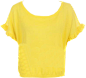 黄色优雅荷叶边袖口宽松短袖薄款套头针织衫（多色）-最搭配