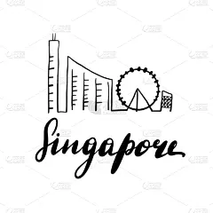 地形,线条画,新加坡市,商务,名声,海港,现代,河流,建造物,剪影