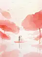 七夕情人节系列意像水墨晕染通用背景素材