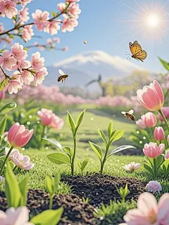 Ai绘图，春天，春分，生机，节气，海报，可帮做 - 小红书