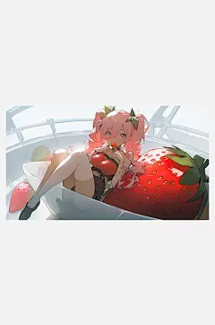 数字艺术夏日女孩西瓜-众图网
