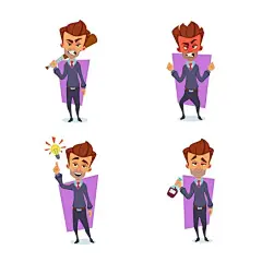 可爱的上班族男人表情包矢量图设计素材