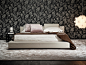 Leather double bed with upholstered headboard NIRVANA by Mussi_4