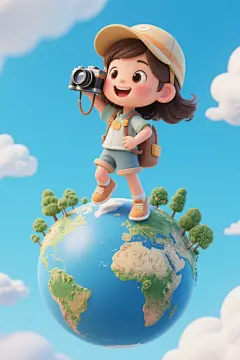 卡通环球旅行儿童人物模型