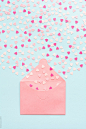 Exploding Pastel Pink Heart Confetti From Envelope