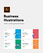 %name 8个扁平化业务着陆页面网页UI8设计素材 Business Landing Illustrations