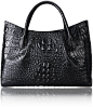 Pijushi Ladies Embossed Crocodile Anywhere Convertible Leather Tote Bag Designer Top-handle Handbags 22198 (Red): Handbags: 亚马逊中国