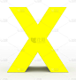 字母X 3d黄色孤立在白色上