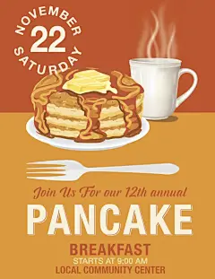 煎饼早餐海报模板插画下载