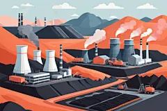 电力建设电厂火电厂场景插画图片
