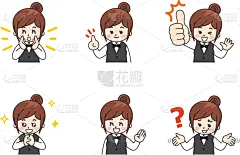 女人,女招待,商务,仅日本人,饮食产业,青年女人,餐馆,面部表情,日本人,绘画插图