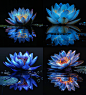 suyunkai_Blue_lotus_flower_on_the_water_surface_with_a_reflecti_8