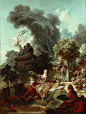 The Progress of Love (1771-1772), Jean-Honoré Fragonard.

The Progress of Love is a series of four paintings comissioned by Madame Du Barry (Louis XV mistress), to decorate her new pavillion.