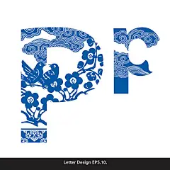 Vector of Oriental style alphabet tape P. Traditional Chinese