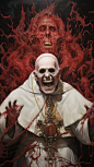 The Pope, art by Justin Bartlett and Mark Riddick and Vincent Locke and Larry Carroll, highly detailed, oil painting