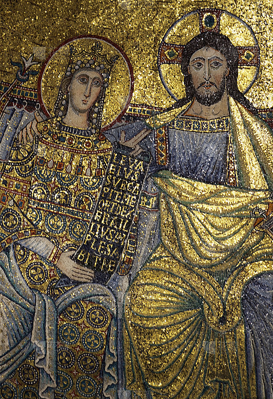圣母加冕礼。中世纪mosaic.Tras...