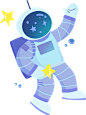 卡通星星太空宇航员彩色贴纸打招呼太空服渐变插画人物图片