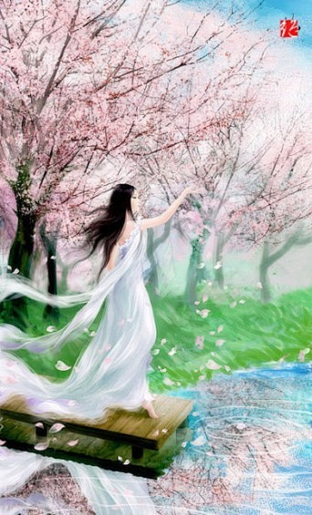 纤腰之楚楚兮回风舞雪珠翠之辉辉兮满额鹅黄