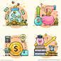卡通商务办公金融理财投资插画