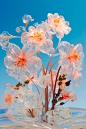 Close up on transparent glass roses