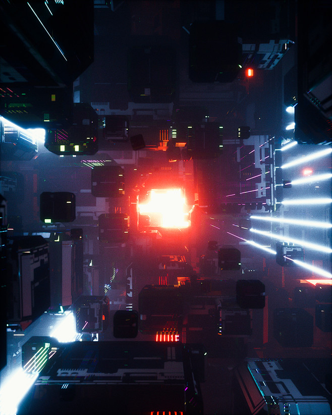 C4D工程文件科技科幻场景空间动画房间创...