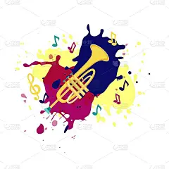 矢量喇叭在平面风格设计。音乐的乐器。模板为音乐节横幅，海报，音乐会，邀请，贺卡。