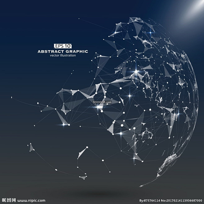 科技感数字地球点线构成世界