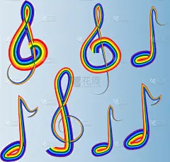 彩虹,小提琴,音符,按键,轮廓线画,音乐,管弦乐队,华丽的,绘制,想象