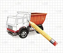 矢量卡车草图矢量插图