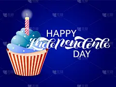 美国独立日的彩色纸杯蛋糕。独立日祝福语。矢量图